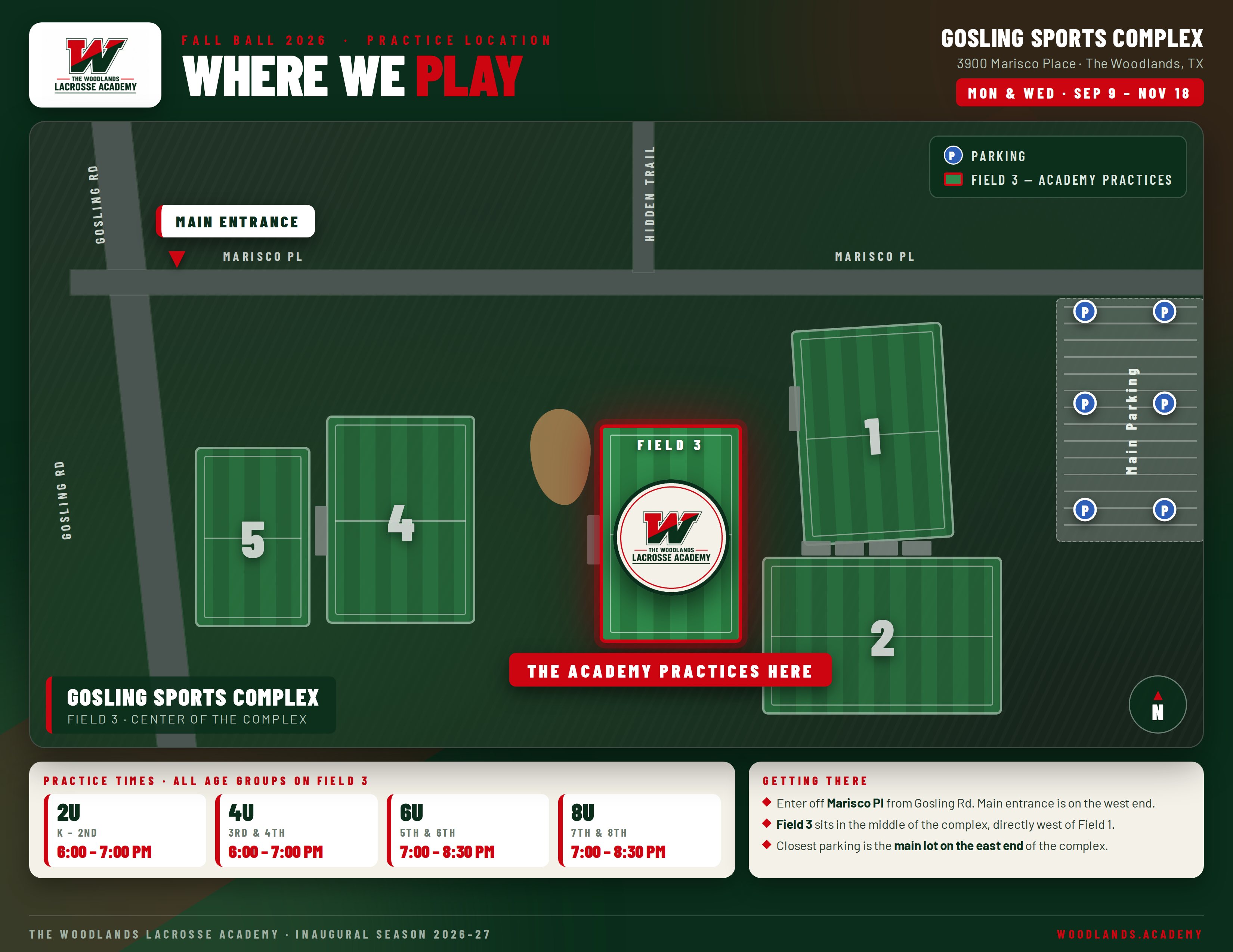 Where we play: Gosling Sports Complex, Field 3